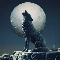 Wolf and the moon